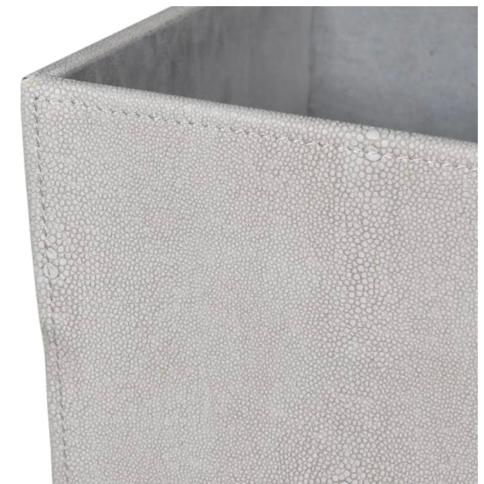 Ivory Faux Shagreen Bin