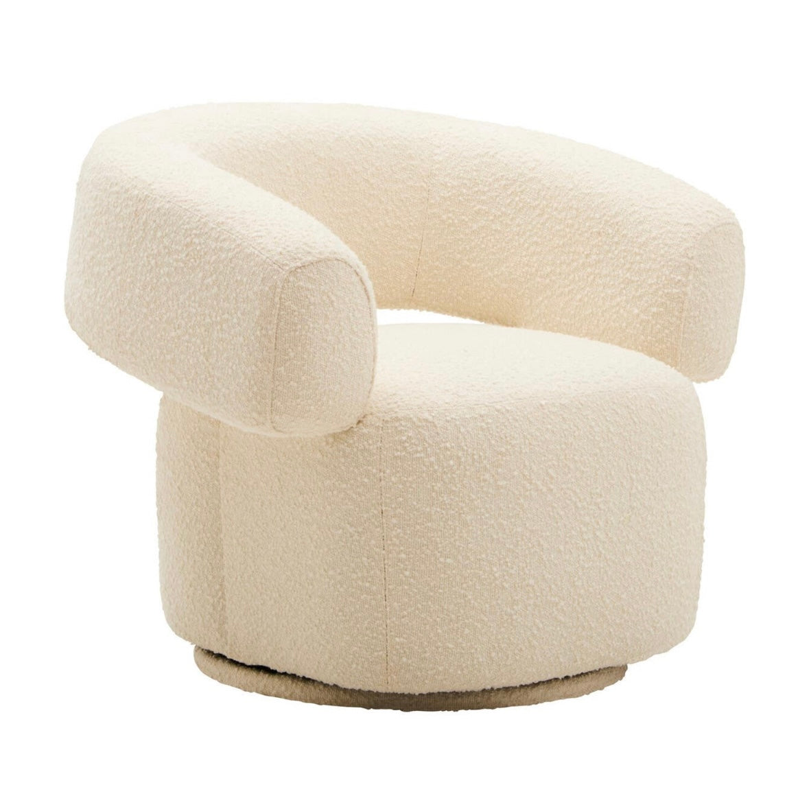 Oliveto Ivory Boucle Curved Revolving Armchair
