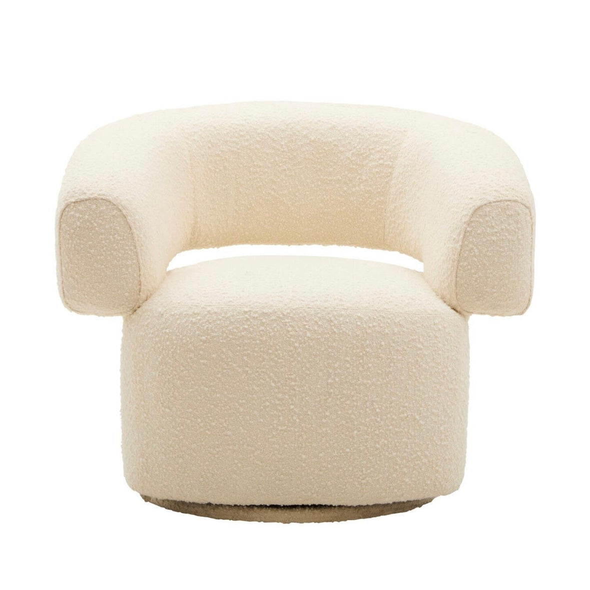 Oliveto Ivory Boucle Curved Revolving Armchair