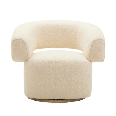 Oliveto Ivory Boucle Curved Revolving Armchair