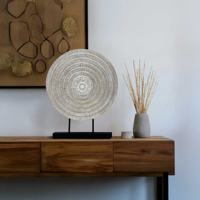 White & Brown Radial Lines Disc