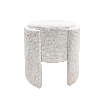 Ivory Chenille Round Stool