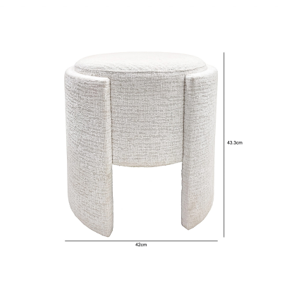 Ivory Chenille Round Stool