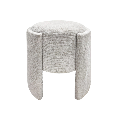Taupe Chenille Round Stool