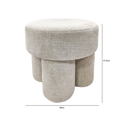 Beige Chenille Round Stool