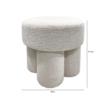 Ivory Chenille Round Stool