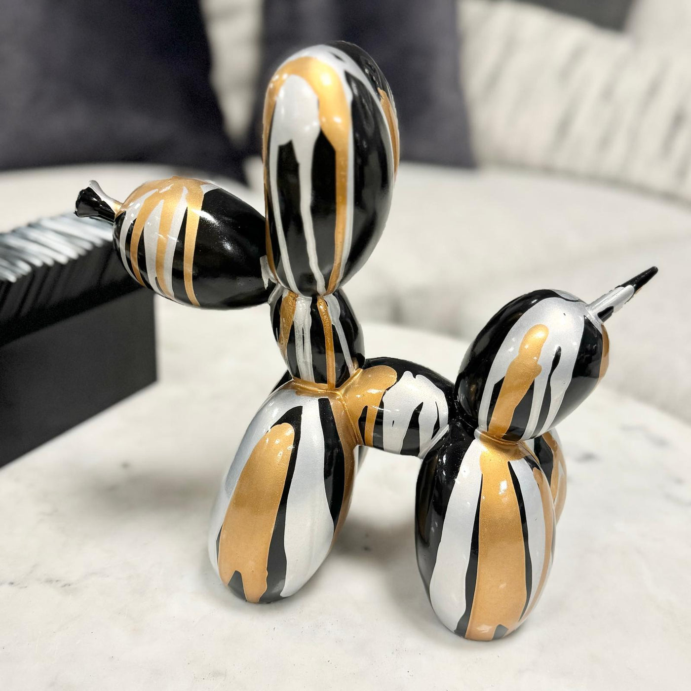 Gold,Black,Silver Balloon Dog Sml