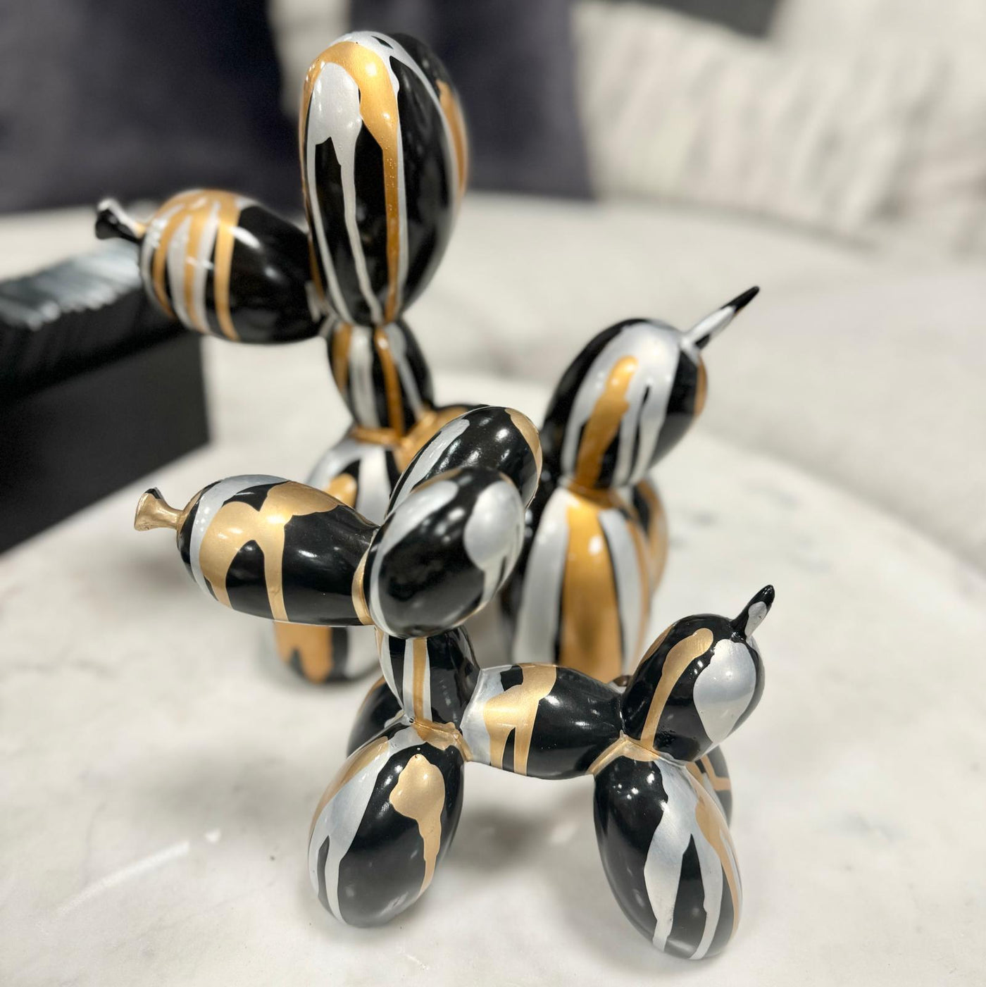 Gold,Black,Silver Balloon Dog Sml