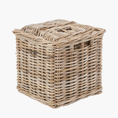 S/5 Grey Kubu Rattan Rectangular Storage Baskets