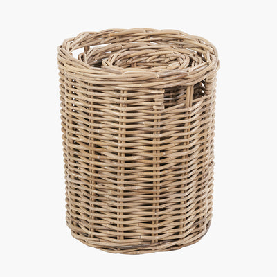 S/7 Grey Kubu Rattan Round Storage Baskets
