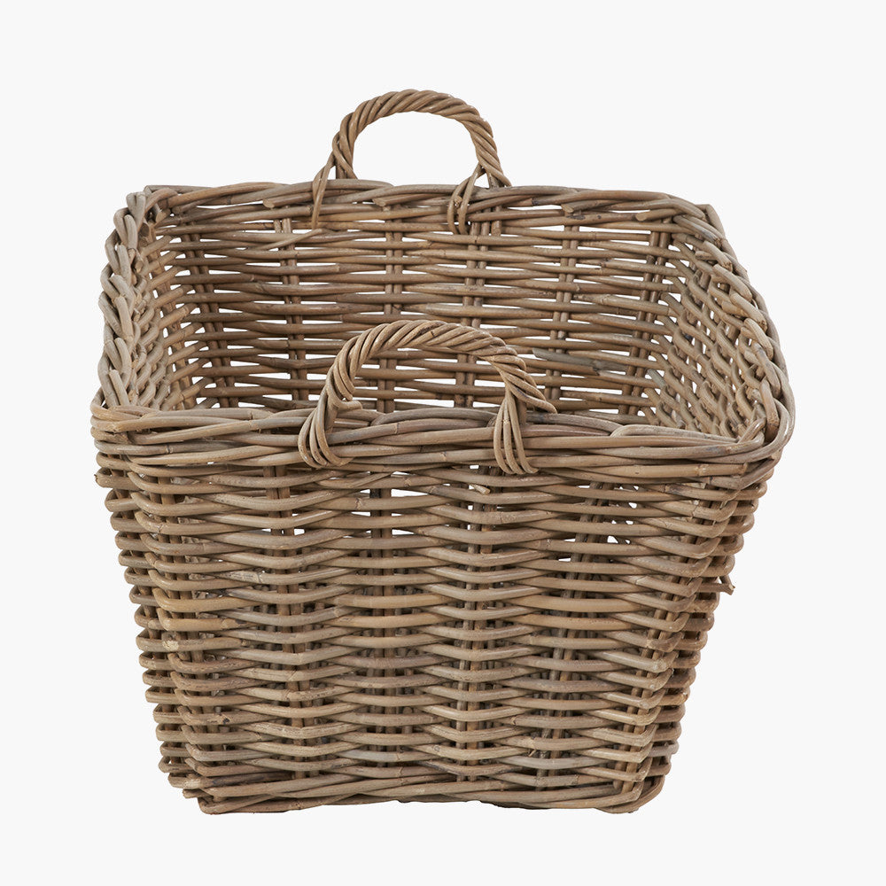Grey Kubu Rattan Rectangular Storage Basket Large