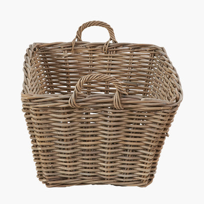 Grey Kubu Rattan Rectangular Storage Basket Large