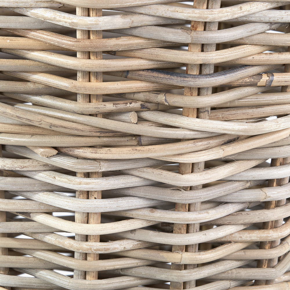 Grey Kubu Rattan Round Waste Paper Bin