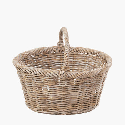 S/3 Grey Kubu Rattan Oval Shopping Basket with 2 Rectangular Storage Baskets
