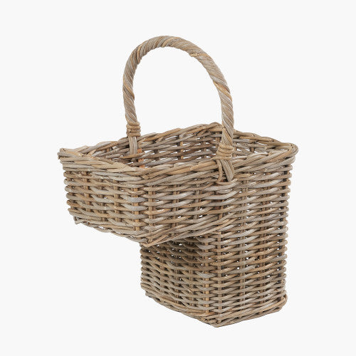 Grey Kubu Rattan Stair Basket Large