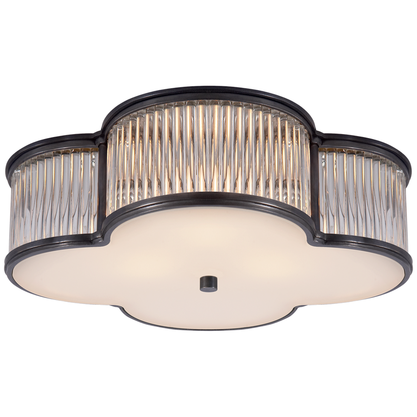 Basil 17" Flush Mount-Gunmetal with Clear Glass
