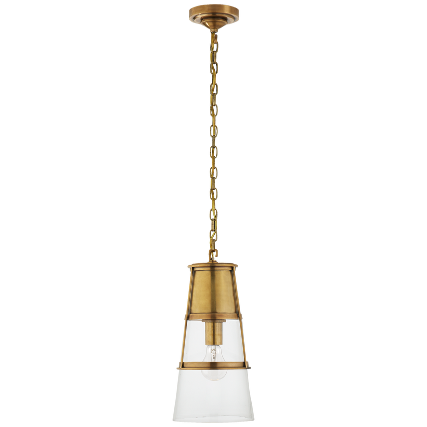 Robinson Medium Pendant-Brass/Clear
