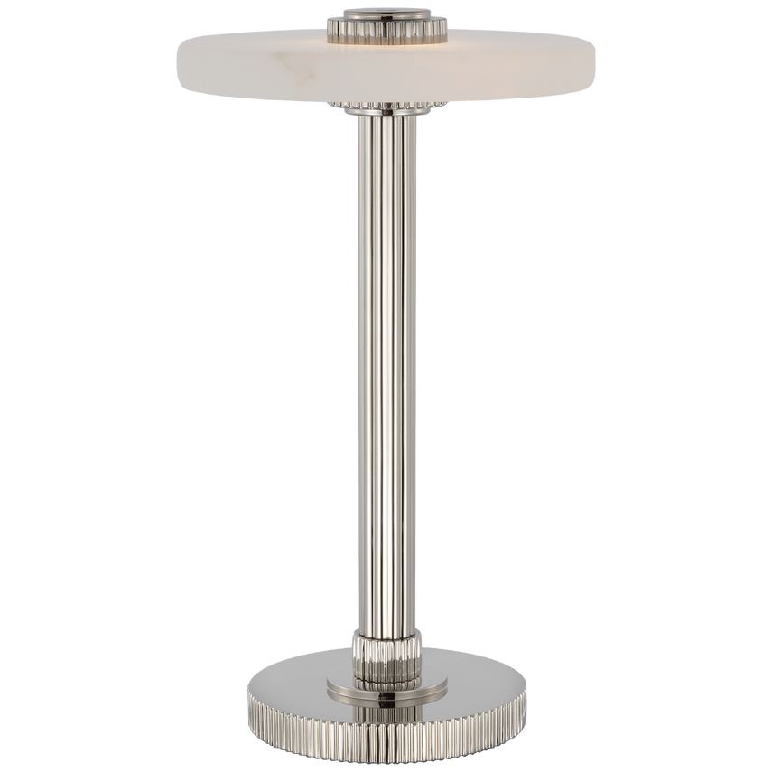 Aran 9" Rechargeable Accent Lamp-Nickel/Alabaster