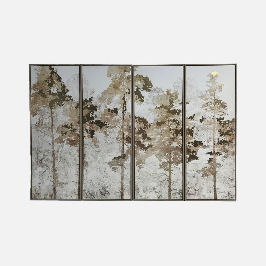 Foil Trees Set of 4 Framed Canvas Wall Art 180x120cm