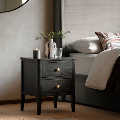 Acton 2 Drawer Bedside-Black