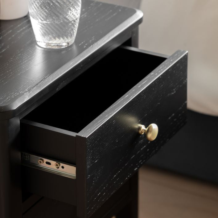 Acton 2 Drawer Bedside-Black