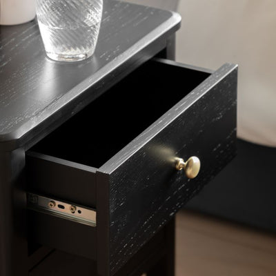 Acton 2 Drawer Bedside-Black
