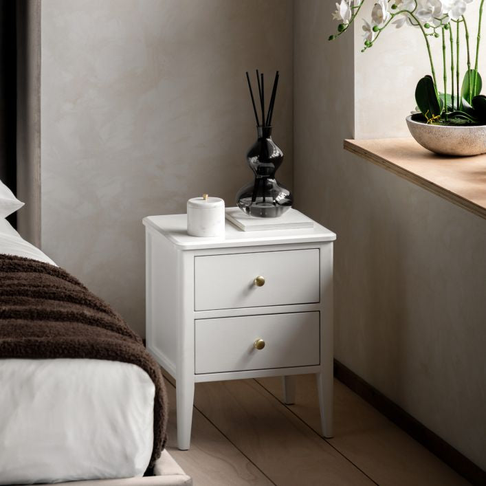 Acton 2 Drawer Bedside-White
