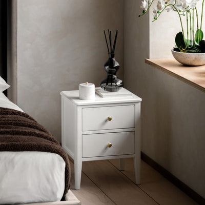 Acton 2 Drawer Bedside-White