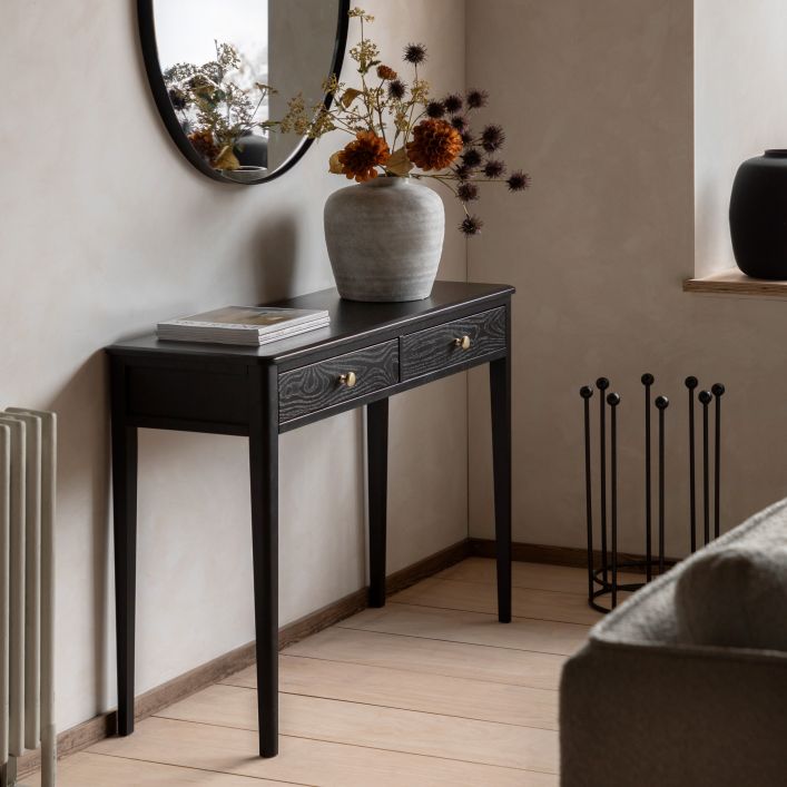 Acton 2 Drawer Console-Black