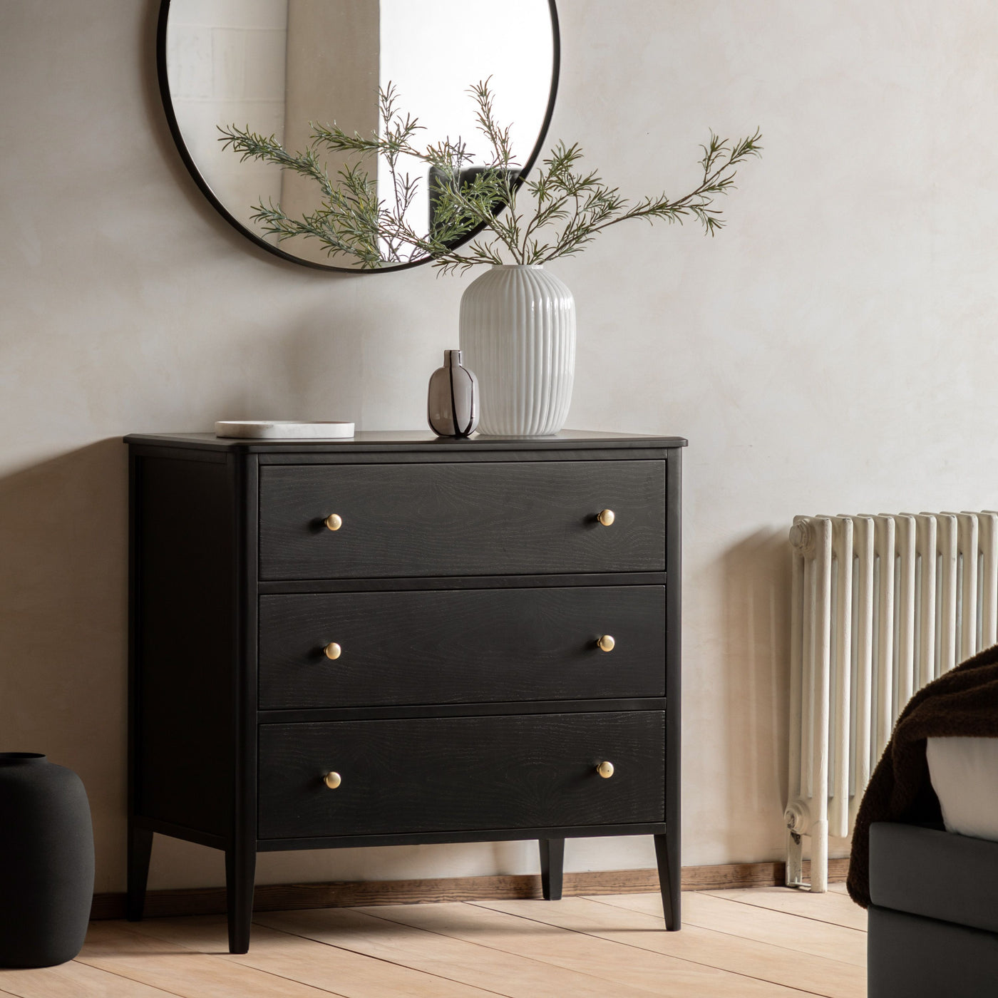 Acton 3 Drawer Chest-Black