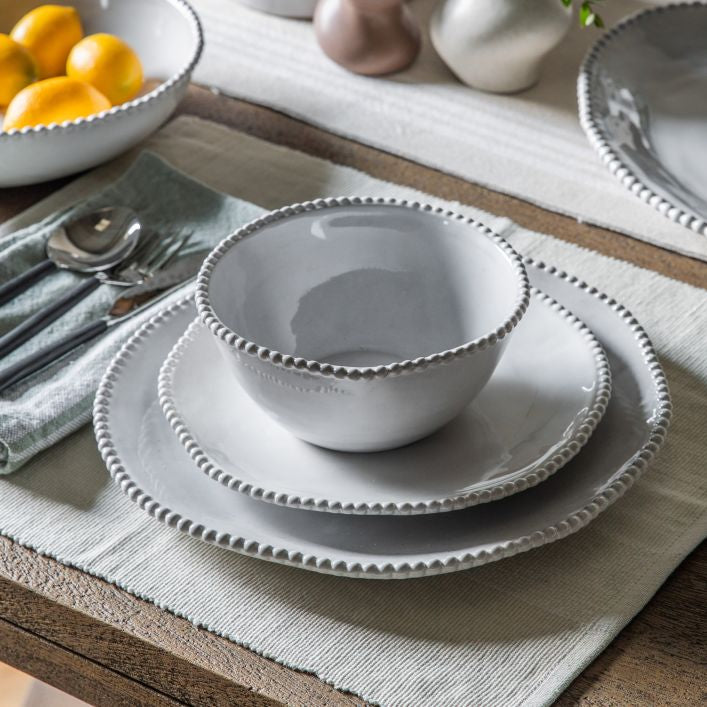 Beaded Edge Beaded White Dinner Plates Beaded Pearl 11