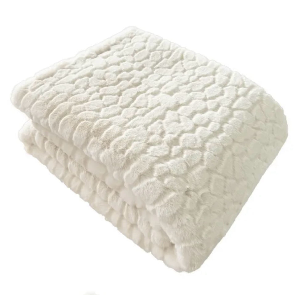 Malini Ivory Cloud Faux Fur Throw