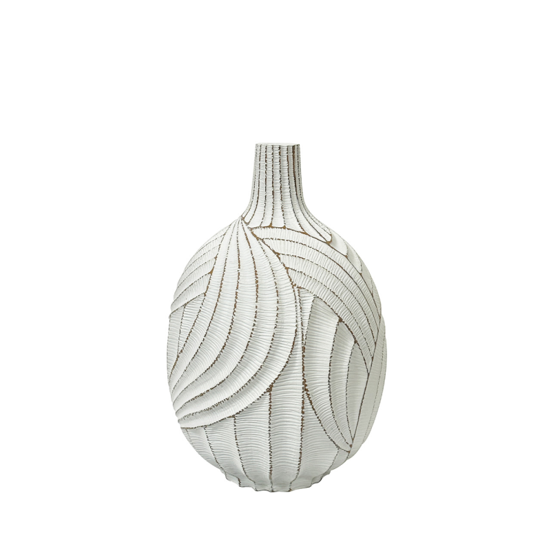 30cm White with Brown Lining Polyresin Vase