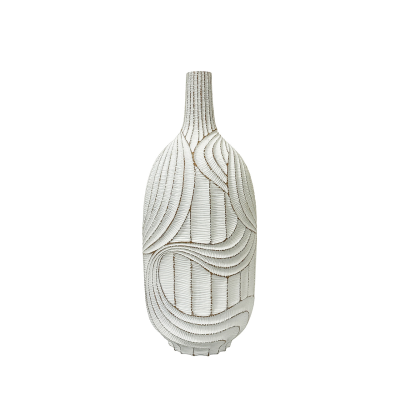 46cm White with Brown Lining Polyresin Vase