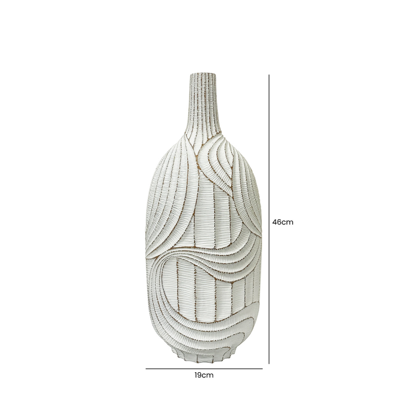 46cm White with Brown Lining Polyresin Vase
