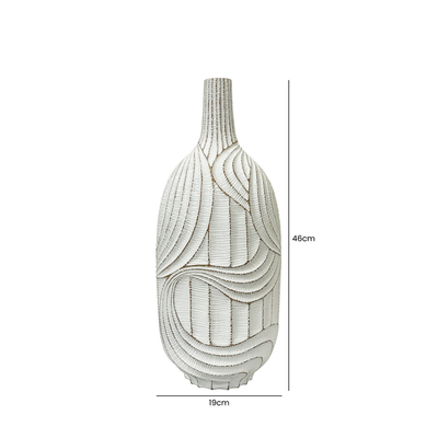 46cm White with Brown Lining Polyresin Vase