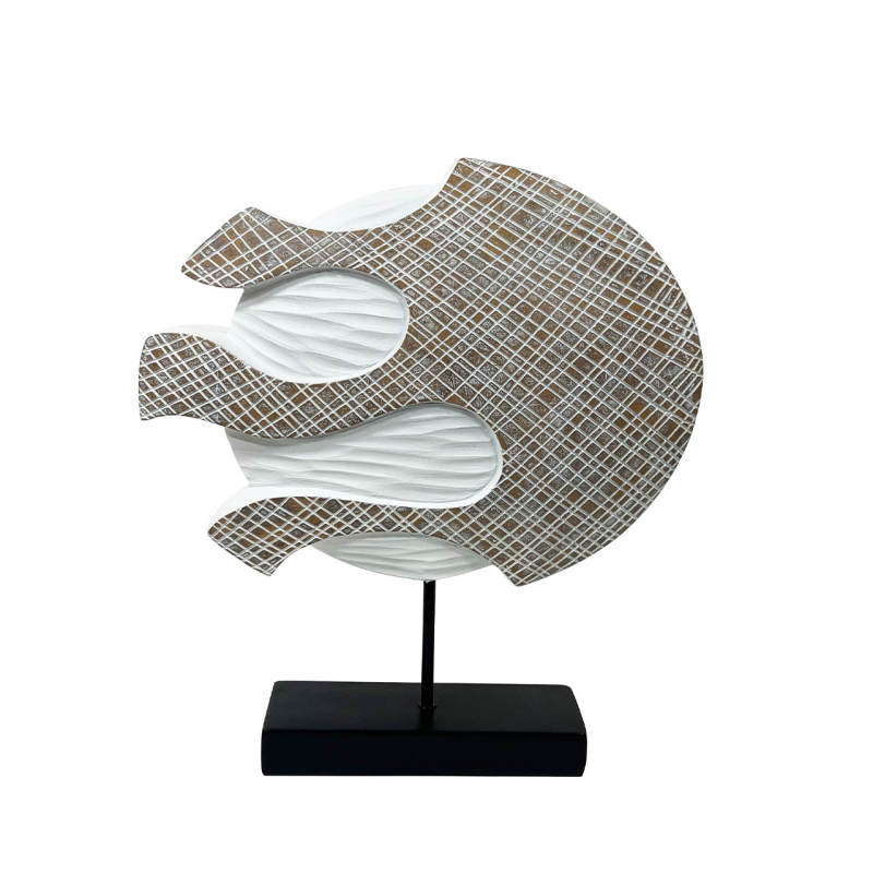 40cm White and Brown Textured Polyresin Sculpture