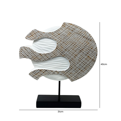 40cm White and Brown Textured Polyresin Sculpture