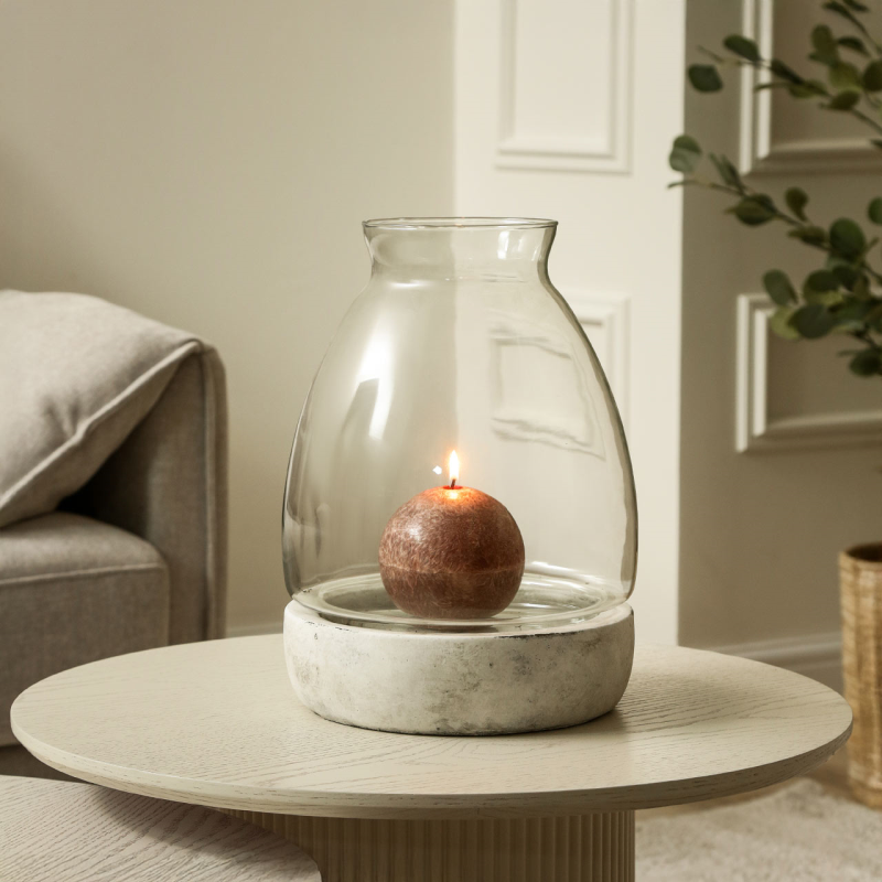 34.5cm Handmade Antique White Natural Stone Candle Holder