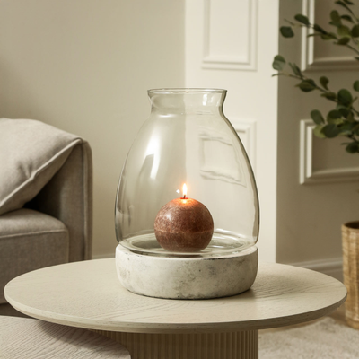 34.5cm Handmade Antique White Natural Stone Candle Holder