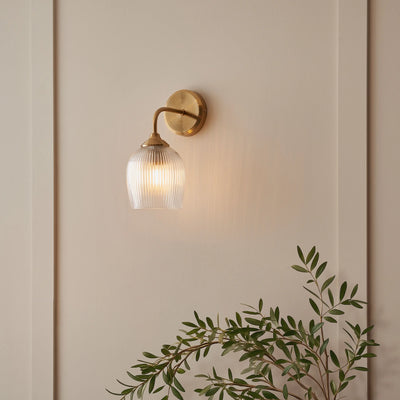Ashcroft Ribbed Wall Light Brushed Aged Brass