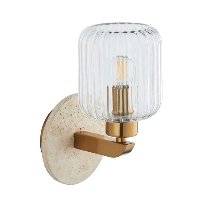 Travi Ribbed Wall Light Travertine