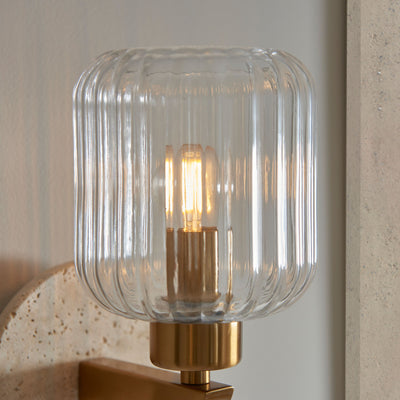 Travi Ribbed Wall Light Travertine