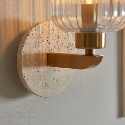 Travi Ribbed Wall Light Travertine