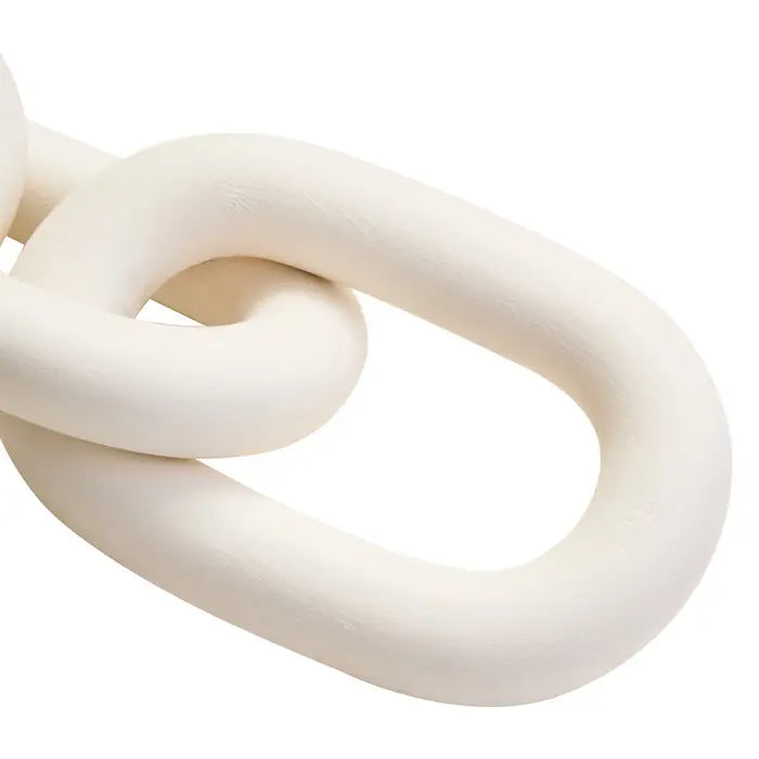 Cato White Wood Three Link Chain Decor