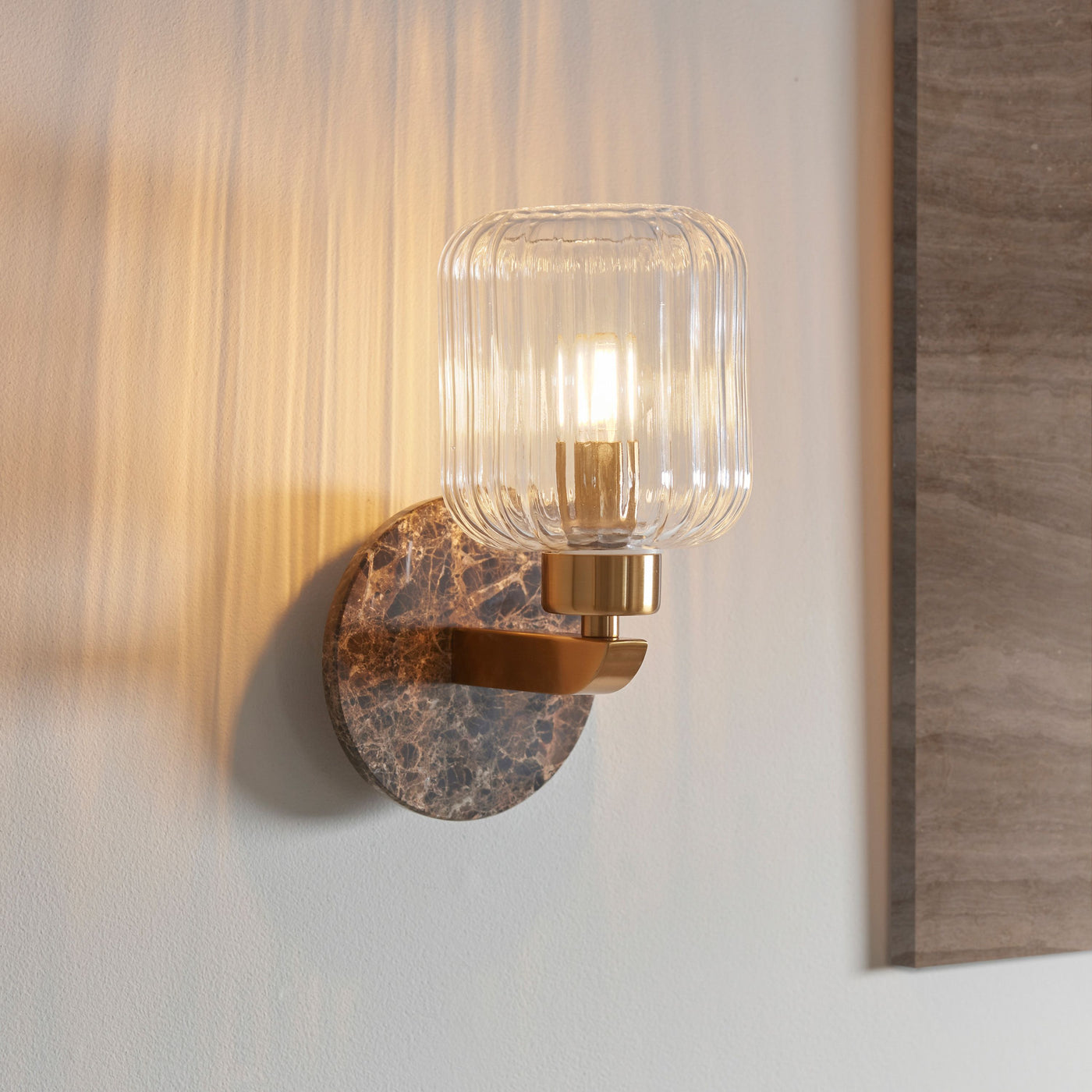 Travi Ribbed Wall Light Dark Brown