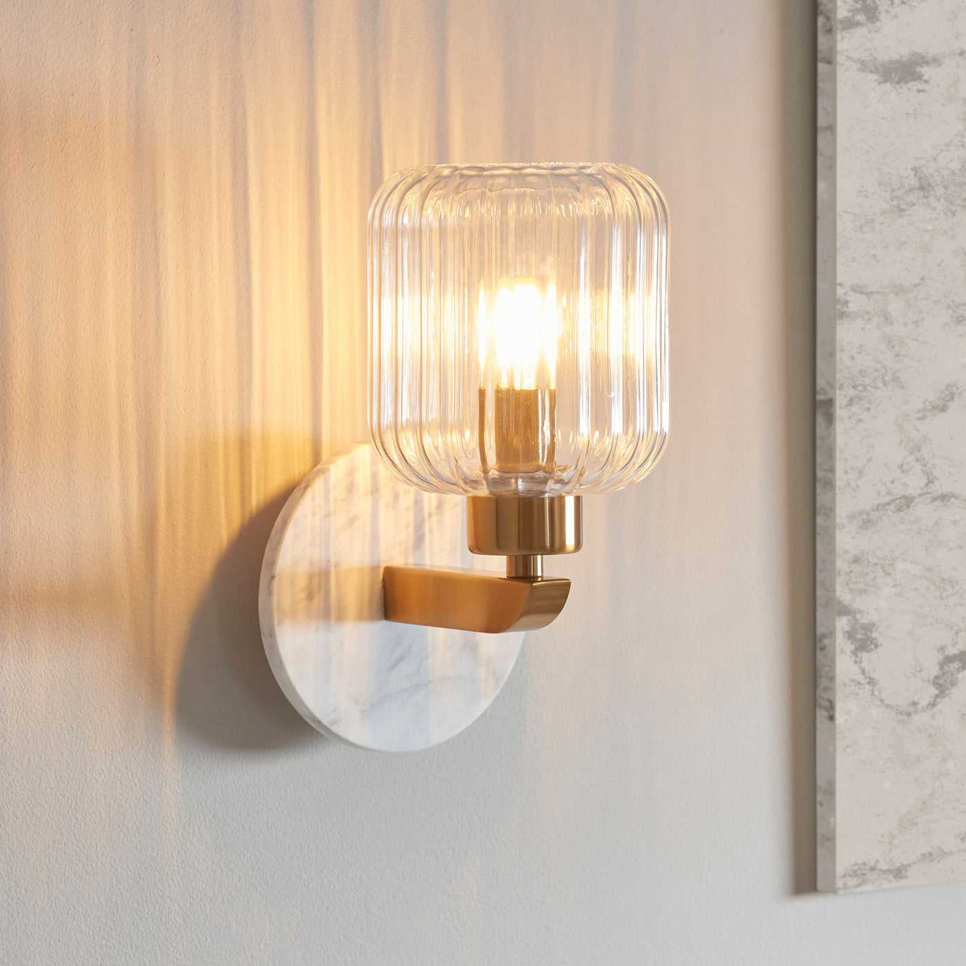 Travi Ribbed Wall Light White