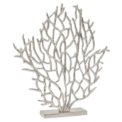 Prato Silver Nickel Finish Coral Sculpture-2 Sizes Available