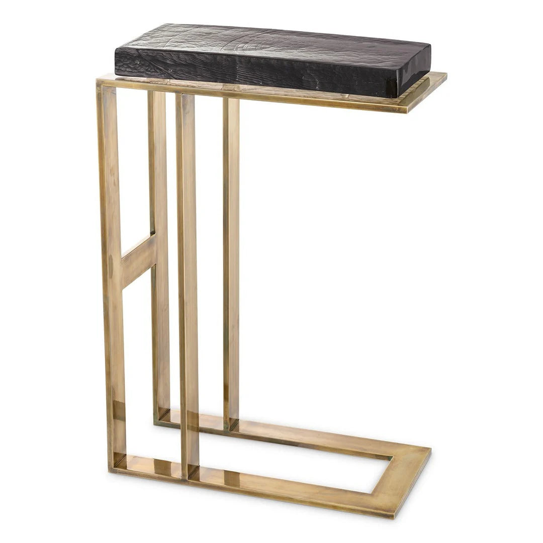 Pierre Rectangular Side Table - Vintage Brass Finish & Clear Glass ...