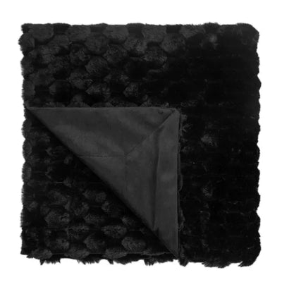 Black Carved Fur Throw